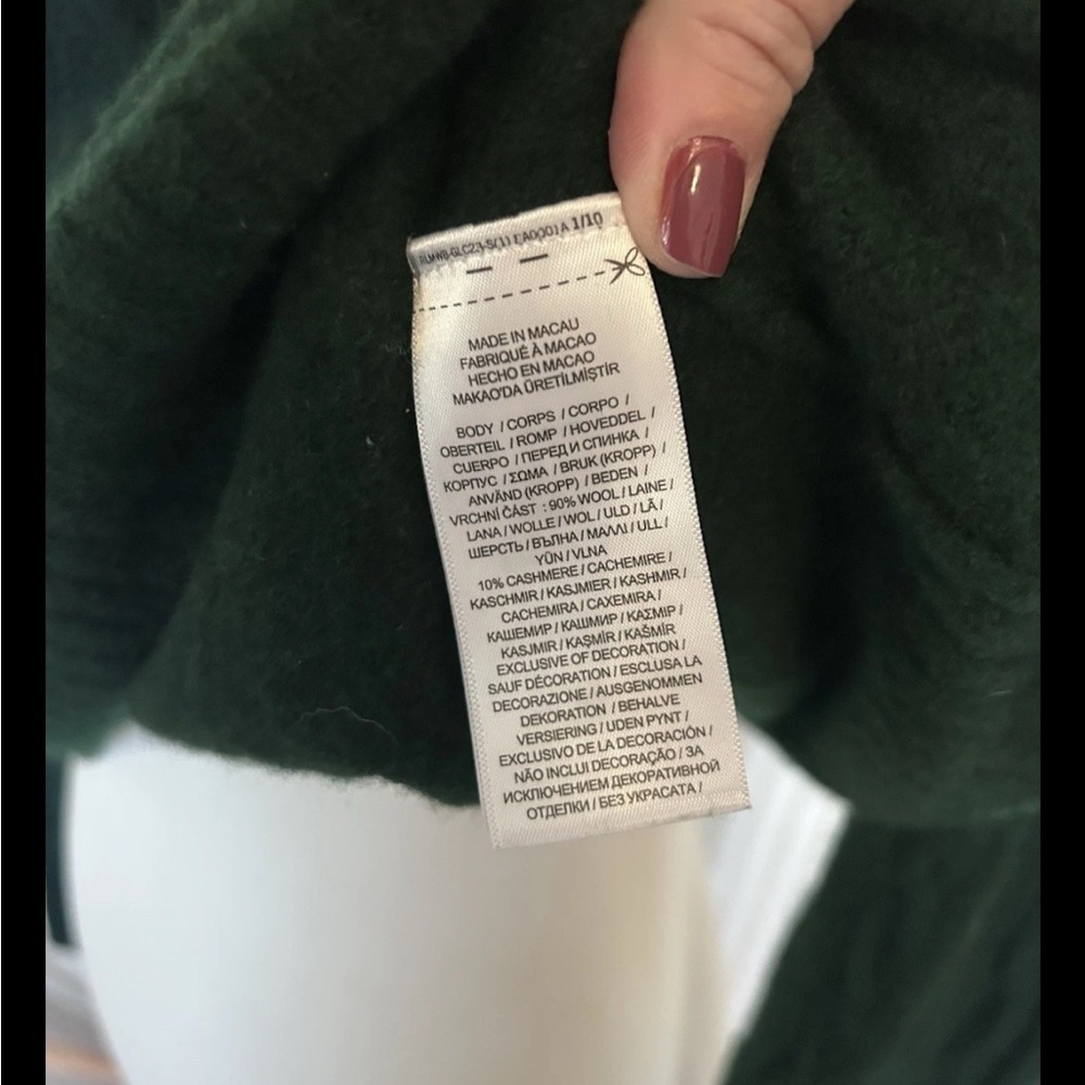 Polo Ralph Lauren Women’s Sweater Wool & Cashmere Large Dark Green Cable Knit - Picture 8 of 9